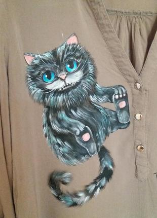 Рубашка удлиненная туника чеширский кот р.м-л zebra2 фото