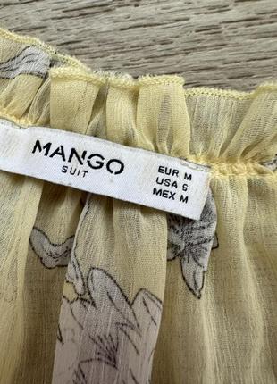 Стильное летнее легкое платье мини в цветочный принт шифоновое с оборками mango 38/m5 фото