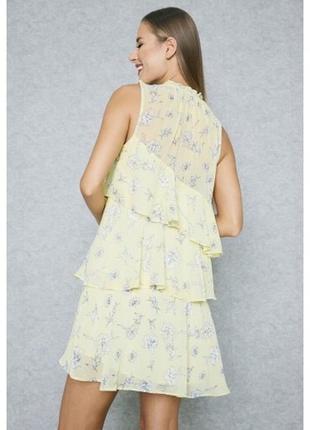 Стильное летнее легкое платье мини в цветочный принт шифоновое с оборками mango 38/m2 фото