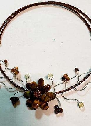 Колє бісер з каміннями