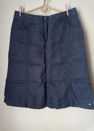 Юбка из льна, цвет синий, размер 46-50
