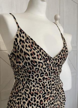 Леопардовый принт сарафан платье на запах вискоза4 фото