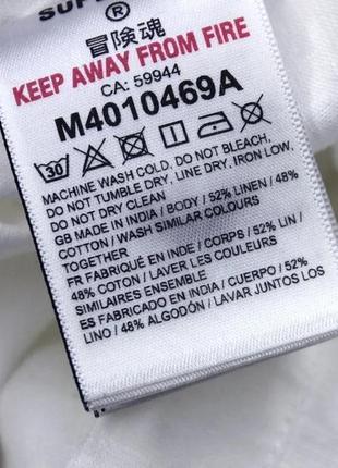 Белоснежная льняная рубашка с воротничком стойка от качественного дорогого бренда superdry3 фото