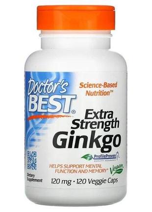 Doctor's best, гинкго билоба с повышенной силой действия, 120 мг, 120 вегетарианских капсул