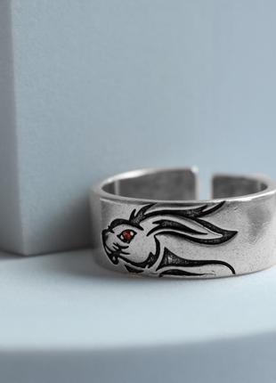 Безразмерное мужское кольцо из стали bunny