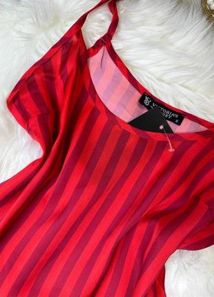 Красная полоска премиум-качественная сатиновая пижама майка и шорты.туречна3 фото