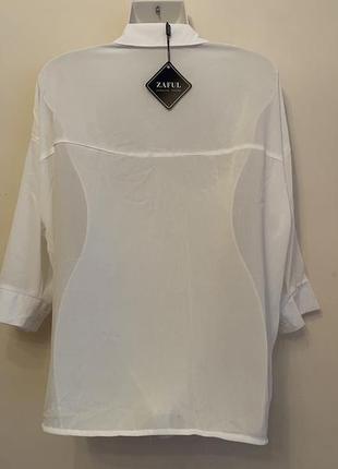 Рубашка белая оверсайз zaful купить блуза новая l/xl6 фото