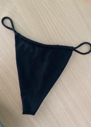 🖤черные плавки-шторки в рубчик низ от купальники бикини бразилиана no name xs-s3 фото