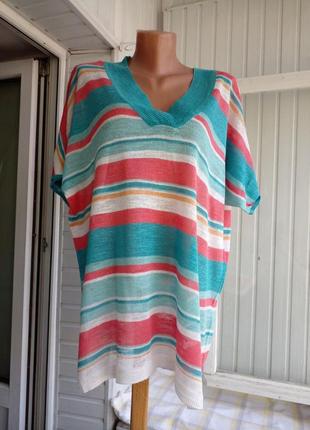 Льняная трикотажная блуза большого размера батал3 фото