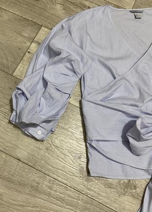Блуза с запахом в полоску и объемными рукавами h&m, р.36 (s)7 фото