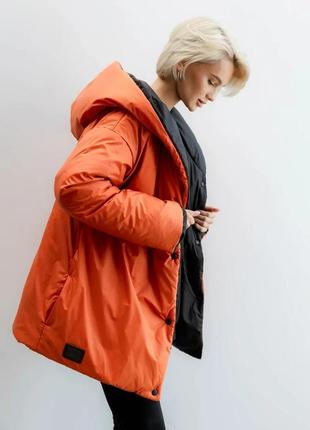Женская куртка двухсторонняя с оверсайз поясом синтепух 42-52 размеры разные цвета4 фото