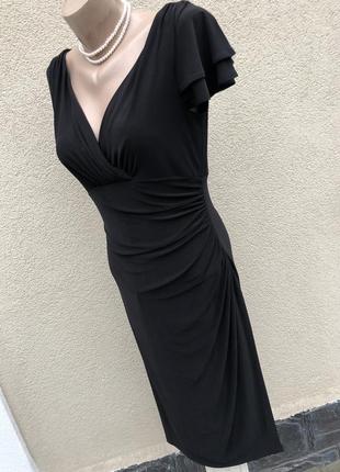 Чёрное платье,на запах по груди,маленький размер,оригинал,7 фото