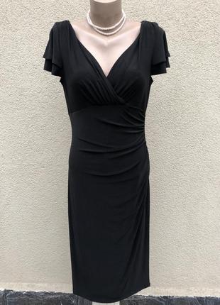 Чорне плаття,на запах з грудей,маленький розмір,оригінал,8 фото