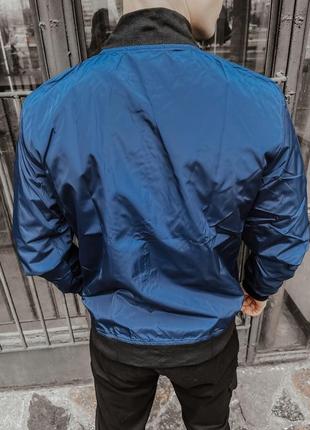 Бомбер чоловічий весняний осінній classic синій куртка чоловіча вітровка весняна осіння2 фото