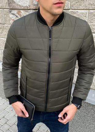Чоловіча куртка демісезонна весняна осіння jacket до 0*с хакі бомбер чоловічий утеплений
