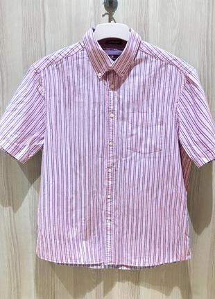 Blue harbour m&s сорочка чоловіча теніска нова в смужку рожева бавовна оригінал l