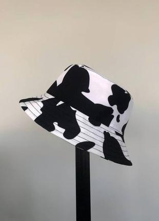 Панама мужская женская zebra весенняя осенняя летняя коттоновая черная-белая |