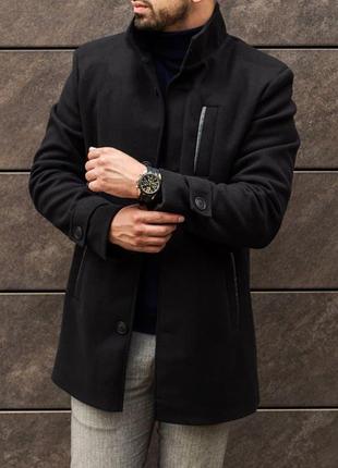 Чоловіче пальто кашемірове gang весняне осіннє темно-сіре пальто класичне демісезонне5 фото