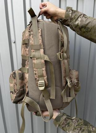 Рюкзак тактический армейский военный мужской shark на 50 литров камуфляж пиксель бежевый сумка армейская3 фото