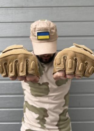 Тактичні рукавиці безпалі зсу захисні чоловічі tactik пісочні рукавички без пальців військові армійські7 фото