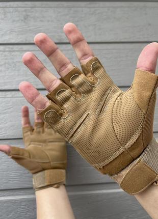 Тактичні рукавиці безпалі зсу захисні чоловічі tactik пісочні рукавички без пальців військові армійські9 фото