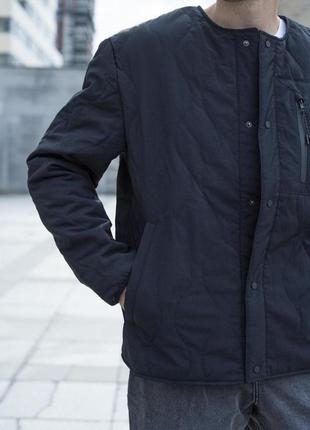 Куртка чоловіча демісезонна стьобана до 0*с чорна вітровка утеплена осіння весняна бомбер