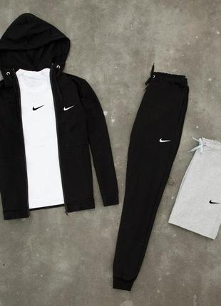 Осенний чёрный спортивный костюм комплект nike с капюшоном черный мужской костюм найк nike костюм на осень