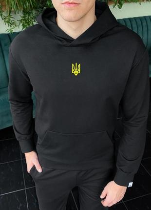 Кофта мужская осенняя весенняя «герб украины» черная  толстовка мужская демисезонная худи