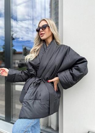 Женская лиловая oversized куртка - кимоно5 фото