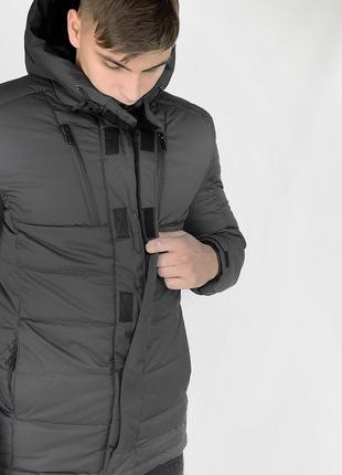 Куртка чоловіча зимова everest сіра до -25 °c куртка коротка тепла пуховик чоловічий зимовий