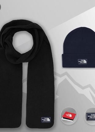 Комплект зимний шапка + шарф the north face белый | набор tnf мужской женский теплый до -25*с тнф2 фото