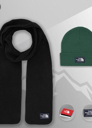 Комплект зимний шапка + шарф the north face белый | набор tnf мужской женский теплый до -25*с тнф3 фото