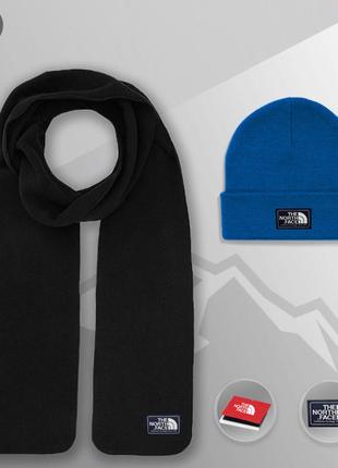 Комплект зимний шапка + шарф the north face белый | набор tnf мужской женский теплый до -25*с тнф8 фото