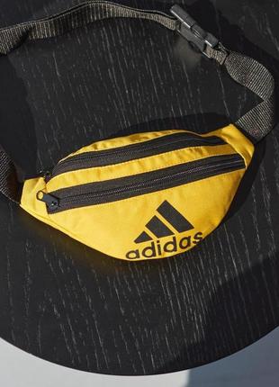 Сумка через плечо adidas (адидас) желтая  бананка мужская женская сумка на пояс тканевая