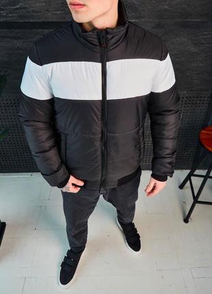 Куртка мужская демисезонная до 0*с as весенняя осенняя черно-белая бомбер мужской теплый2 фото