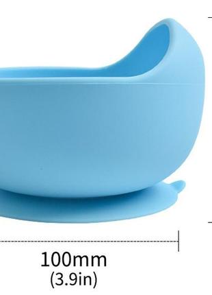 Набор посуды 2life четырехсекционная тарелка d16, глубокая тарелка y11, слюнявчик и ложка голубая (n-10556)3 фото