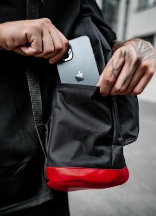 Рюкзак городской спортивный nike cl мужской женский черный-красный портфель тканевый молодежный сумка найк5 фото