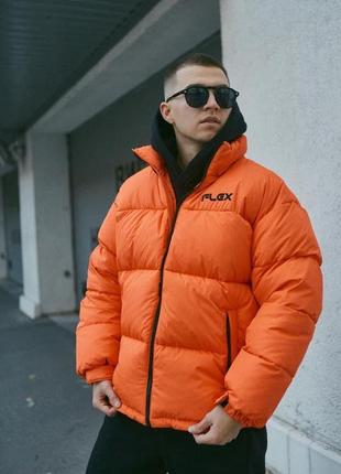 Мужская куртка зимняя до - 20*с теплая дутая flex короткая оранжевая пуховик мужской зимний2 фото