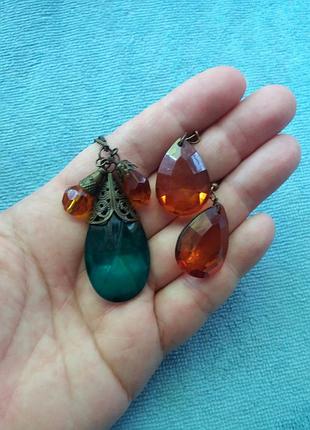 Вінтажна підвіска та сережки в східному стилі, вінтаж