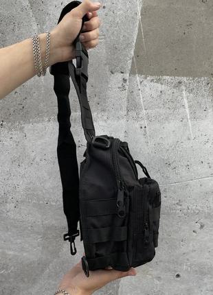 Сумка слінг чоловіча тактична bass чорна сумка через плече тканинна месенджер5 фото