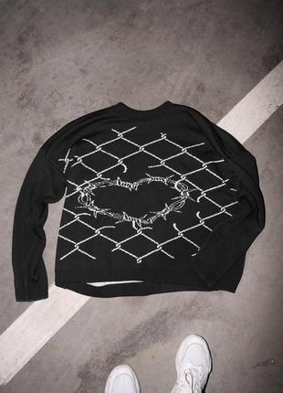 Мужской свитер heart вязаный жаккардовый зимний шерстяной черный кофта мужская вязаная2 фото