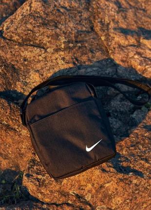 Сумка через плечо мужская nike черная барсетка спортивная повседневная найк  мессенджер тканевый на плечо6 фото