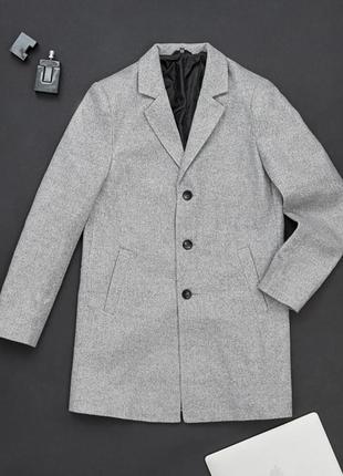 Мужское пальто демисезонное двубортное bang v2 серое пальто весеннее осеннее1 фото