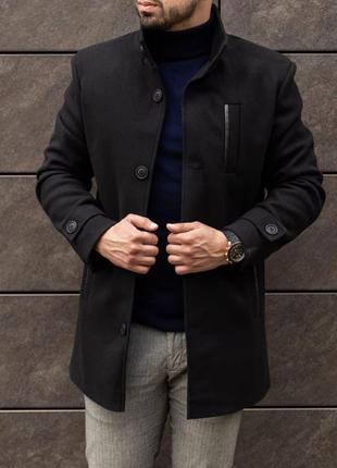 Мужское пальто кашемировое gang весеннее осеннее черное пальто классическое демисезонное2 фото