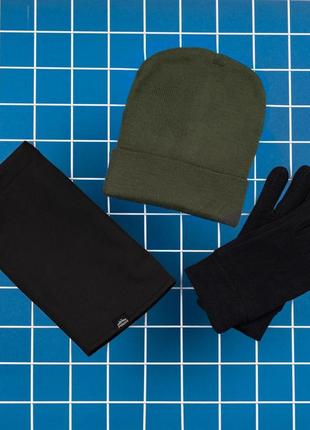 Шапка + шарф + перчатки комплект зимний мужской "s podvorotom" до -30*с серый шапка мужская5 фото