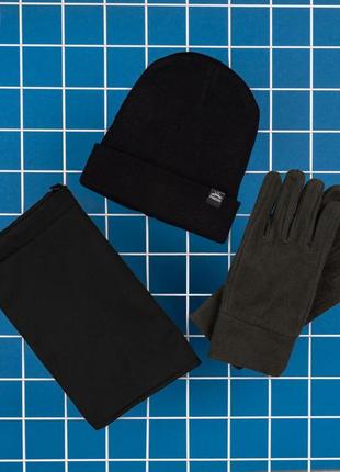Шапка + шарф + перчатки комплект зимний мужской "s podvorotom" до -30*с серый шапка мужская4 фото