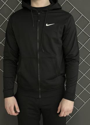 Зіппер чоловічий nike весняний осінній чорний  худі двонитка кофта чоловіча на змійці найк