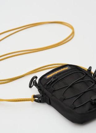 Мессенджер сумка мужская через плечо повседневная mini черная на плечо  барсетка небольшая тканевая плечевая7 фото
