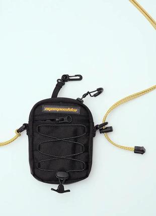 Мессенджер сумка мужская через плечо повседневная mini черная на плечо  барсетка небольшая тканевая плечевая8 фото