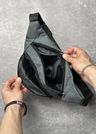 Сумка через плече adidas (адідас) темно-сіра  бананка чоловіча жіноча сумка на пояс тканинна2 фото